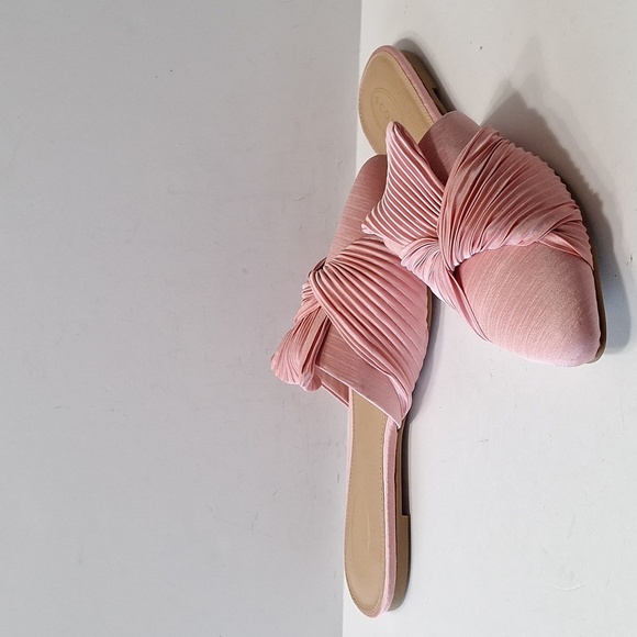 Scoop NYC Pink Coquette Romantic Crinkle Satin Pointed Toe Slip On Mules Size 11 - Picture 7 of 11